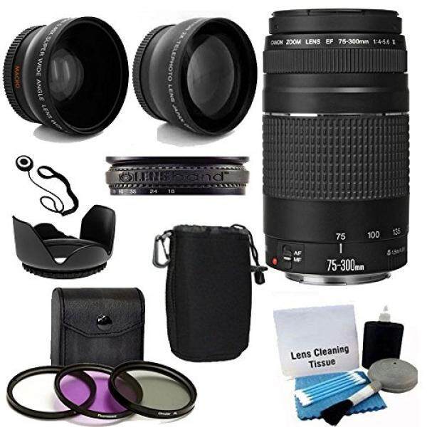 Canon EF 75-300mm f/4-5.6 III Telephoto Zoom Lens Kit with 2X Telephoto Lens, HD Wide Angle Lens and Accessories (8 Pieces) - intl