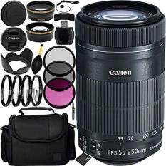 Canon EF-S 55-250mm f/4-5.6 IS STM Lens Bundle with Manufacturer Accessories & Accessory Kit for EOS 7D Mark II, 7D, 80D, 70D, 60D, 50D, 40D, 30D, 20D, Rebel T6s, T6i, T5i, T4i, SL1, T3i, T6, T5, T3