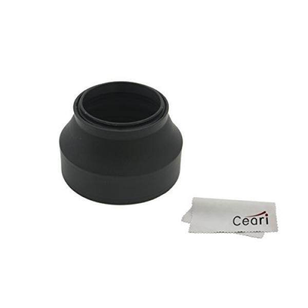 Ceari 52Mm Collapsible Rubber Lens Hood For Canon Rebel T5i T4i T3i T3 T2i T1i Xt Xti Xsi Sl1 With Ef 50Mm F/1.8 Ii Lens, Eos M1 M2 M3 With Ef-M 18-55Mm Is Stm Lens + Microfiber Clean Cloth