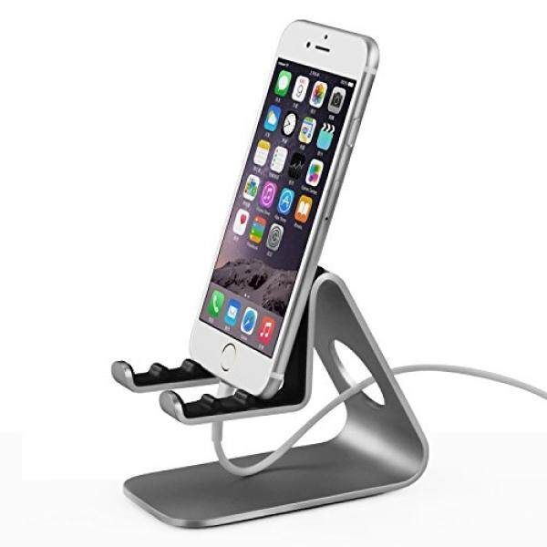 Dudukan Ponsel, Cross Line Aluminium Meja Stand Desktop: Ayunan Pemegang Dock untuk Switch, Semua Android Smartphone, iPhone 5 6 6 S 7 7 Plus iPhone X iPad Pengisian Aksesoris Meja Kerja (Abu-abu)-Intl