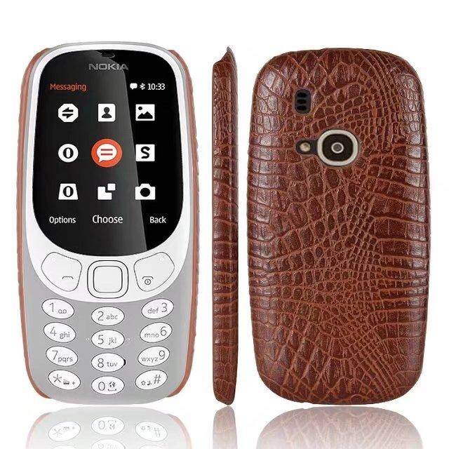 Pola Buaya Kulit Sampul Belakang Kasus Keras Sarung Telepon untuk Nokia 3310-Internasional