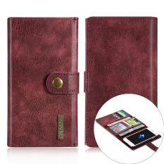 DG.MING for iPhone 7 Multiple 12 Card Slots Split Leather Wallet + PC Cover - Red