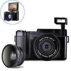 Digital Camera Camcorder, Weton Full HD 1080P Video Camera 24.0MP 3.0 Inch Flip Screen Vlog Camera LCD Mini Camcorders with Wide Angle Lens Lens and Flash Light