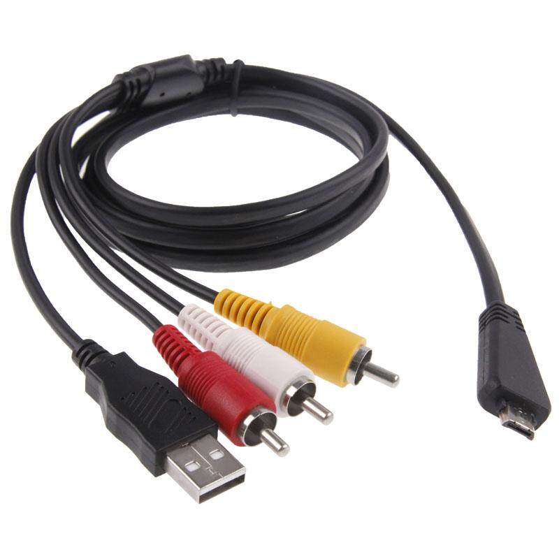 Digital USB Kamera + AV Kabel untuk Sony MD3/DSC-W350/W350D/W360/W380, Panjang: 1.5 M (Hitam)-Intl