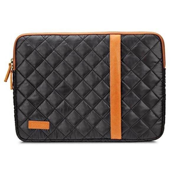 Domiso Nilon 15.6 Inch Laptop Lengan Ganda-Ended Ritsleting Tipis Lembut Lembut Lembut Interior dengan Aksesori Saku untuk Ponsel/ microsoft/Apple/Lenovo/Acer/ASUS/Dell, hitam-Internasional