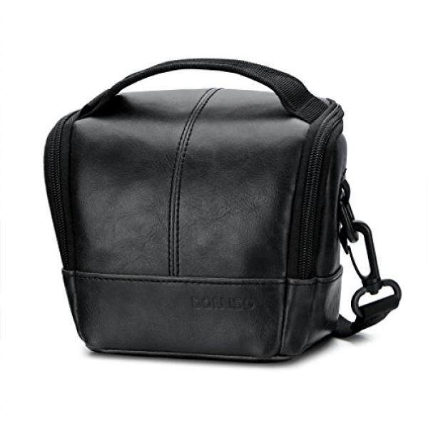 Domiso Synthetisches Leder Kameraetui Kamera Schultertasche F? R Systemkamera SONY A6500 A5100/Canon EOS M6 M5 800D 70D/Panasonic Lumix DMC GX80 GF7/NIKON 1 J5 /Olympus OM-D E-M1 Mark II-Intl