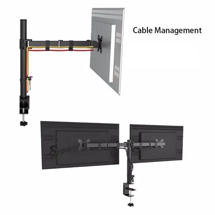 Dual Monitor Stand Two Arms Desk Mount Heavy Duty Fully Adjustable