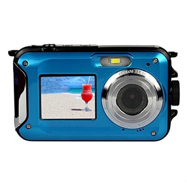 Dual Layar Kamera Kingear 24 MP Depan dan Belakang Hidup Tahan Air Kamera Digital-Biru-Intl
