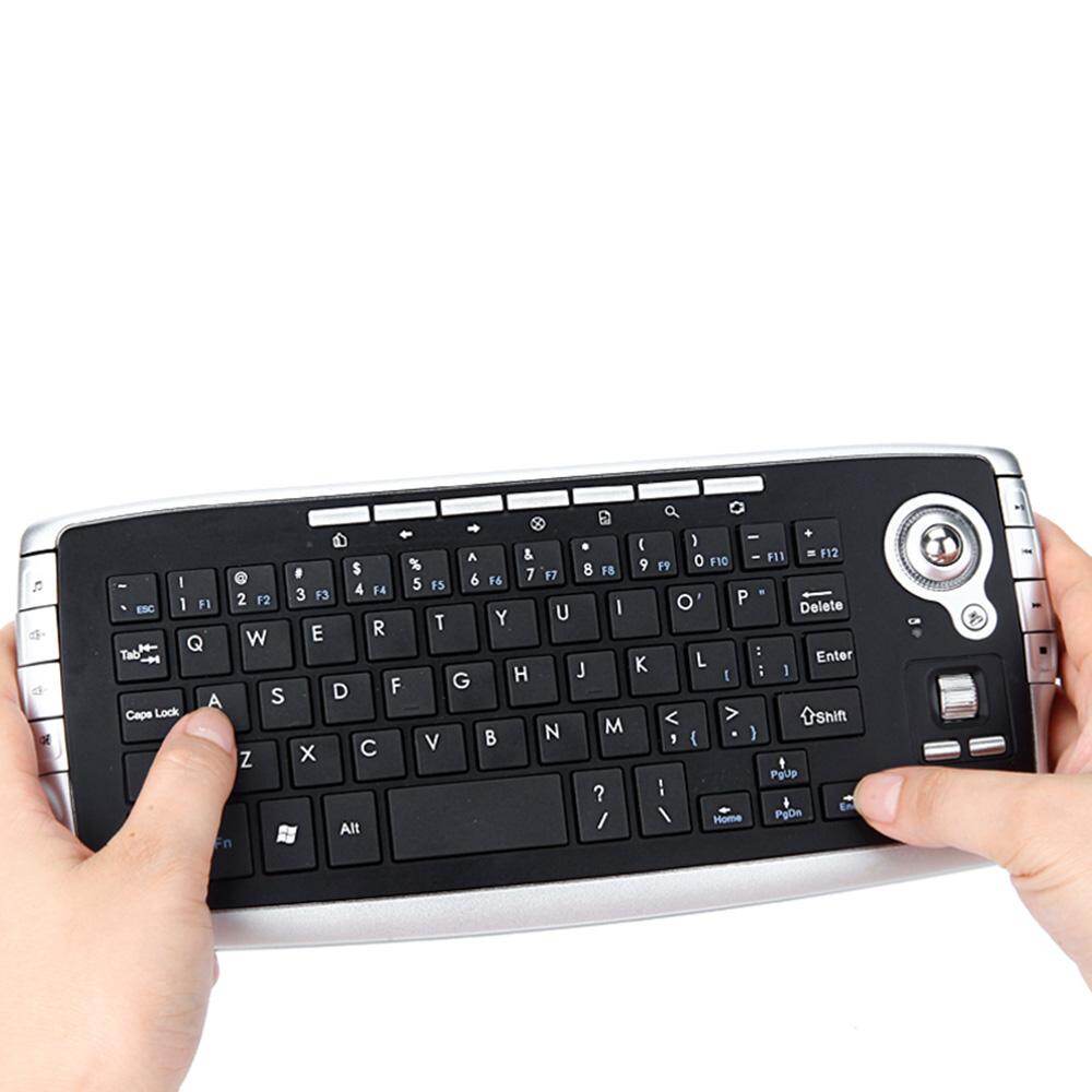 E30 2.4GHz Wireless Keyboard with Trackball Mouse Scroll Wheel Remote ...