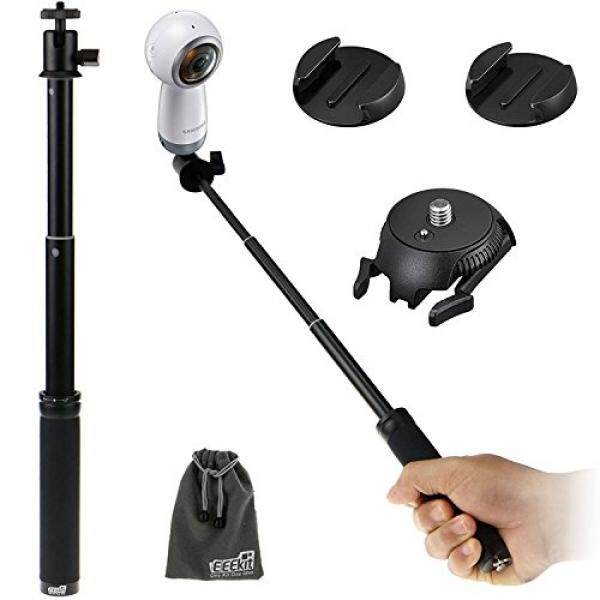 Eee Kit Eee Kit 2in1 Perangkat Selfie untuk Samsung Gear 360/Gear 360 2017 Edition/Garmin VirB 360/Banne/360fly 360? VR Kamera Adjustable Selfie Stick Monopod + Perekat Rilis Cepat Datar + Melengkung Adaptor Dudukan-Internasional