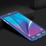 Ốp Lưng Zeallion Cho Samsung Galaxy Note 4/N9100 Màu Trơn 360 Vỏ Bảo Vệ Toàn Bộ Thân Nhựa PC Kết Hợp Cứng + Kính Cường Lực (Xanh Dương)