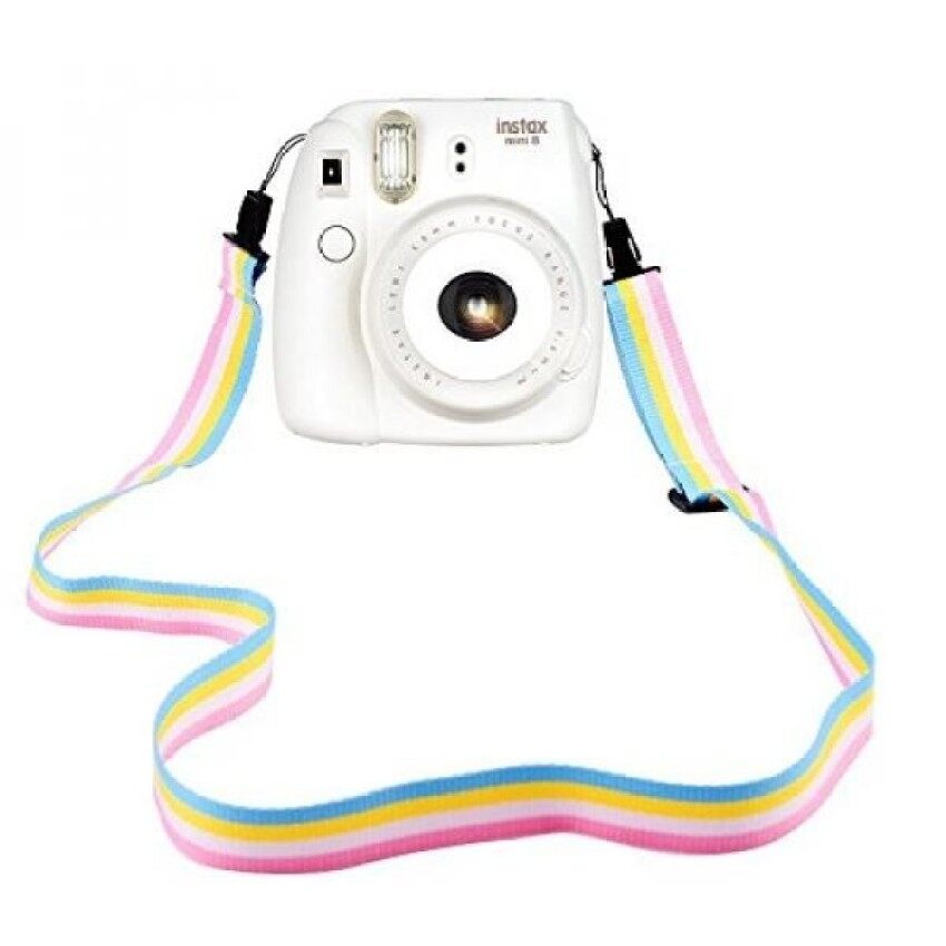 Elvam Kamera Tali Selempang Bahu dan Leher Sabuk Di Rainbow Putih Kuning Biru Warna Pink untuk Kamera Digital/Kamera Fujifilm Instax Kamera Mini 9/Mini 8/Mini 8 +/Mini 7 S/Mini 25/Mini 50 S/Mini 90- internasional