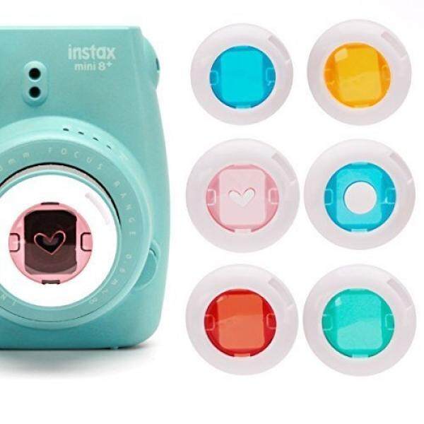 Farbfilter Set Lensa Close Up, Hellohelio Fujifilm Instax Mini 7 S, Instax Mini 9/8 Kamera poloroid PIC 300 Nahlinse Filter (Membusuk/Blau MIT Kreis-Ausschnitt/Gelb/GR? n/Pink Mit Herz-Ausschnitt)-6 St? CK-Intl