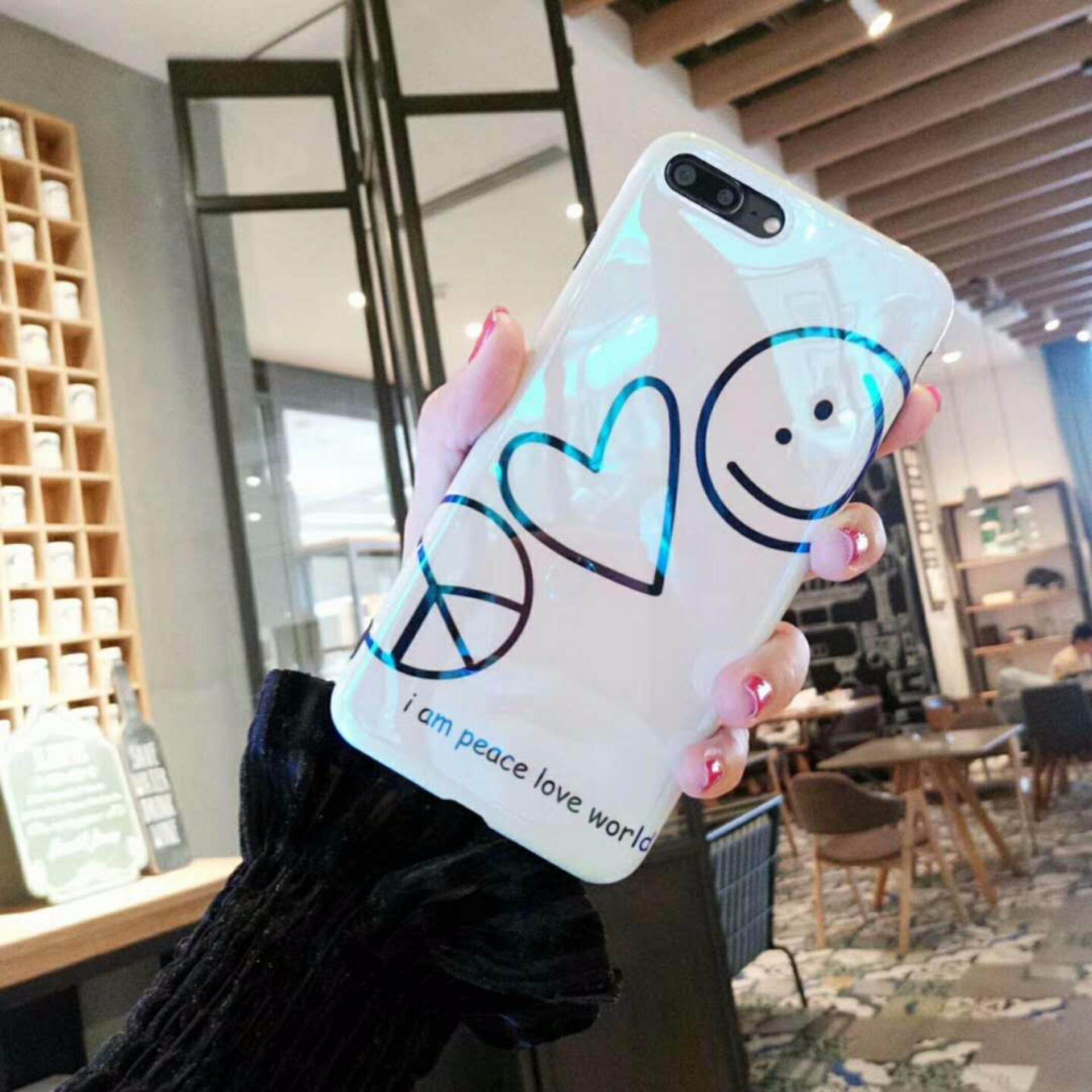 Fashion Korea GD love heart smile mirror phone case for iPhone 7 7plus 6 6S Plus 8 8plus Soft silicon blue ray back cover - intl