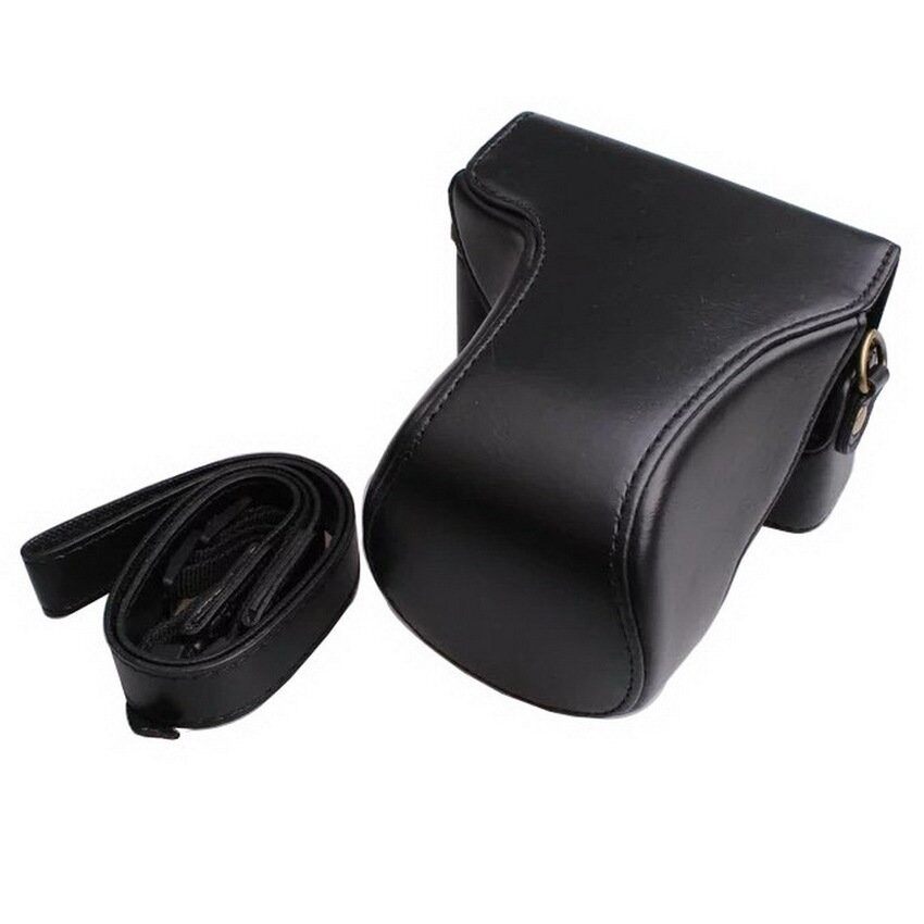 Untuk Canon EOS M10 Kasus Berkualitas Tinggi Foto Retro PU Kulit Kamera Digital Tas Kulit Pelindung Bahu dengan Tali (HITAM) sheng HOTT 544-Internasional