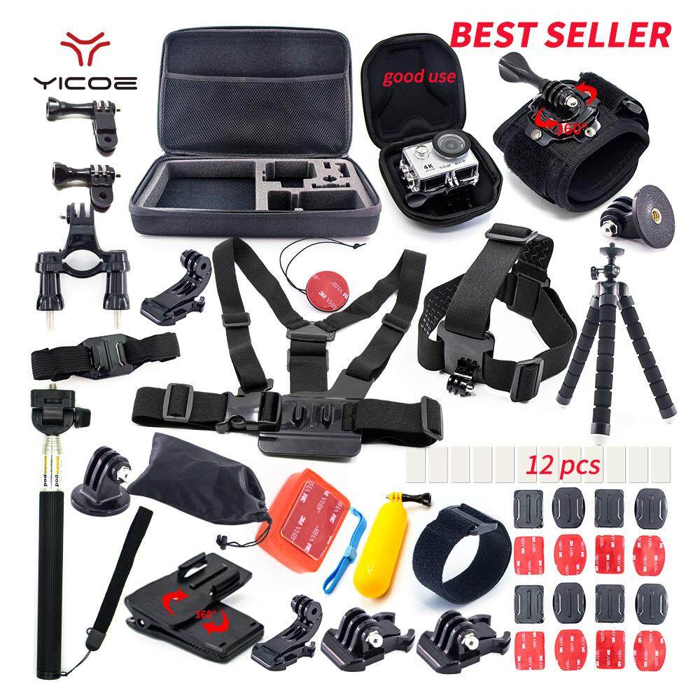 Untuk Go Pro Hero 6 5 4 3 Sesi SJCAM Xiao Mi Yi Mijia 4 K Aksi Aksesori Kamera Olahraga Kit Case Tripod Tongsis dengan Dudukan (Putih) -Intl