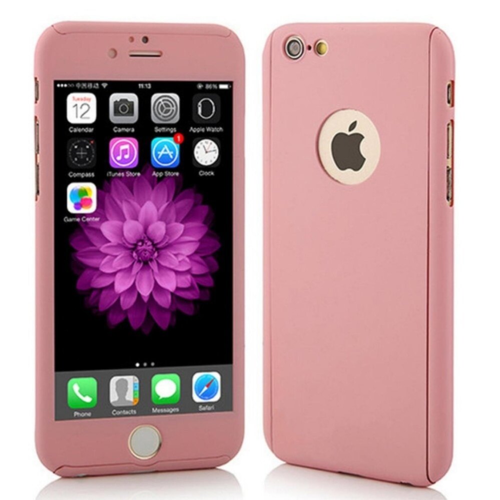 For [Apple iPhone SE 5 6 6s 7 8 Plus X XR XS 11 12 Mini Pro Max] Case 360 Degree Full Body Protection Show Logo Hard PC With Tempered Glass