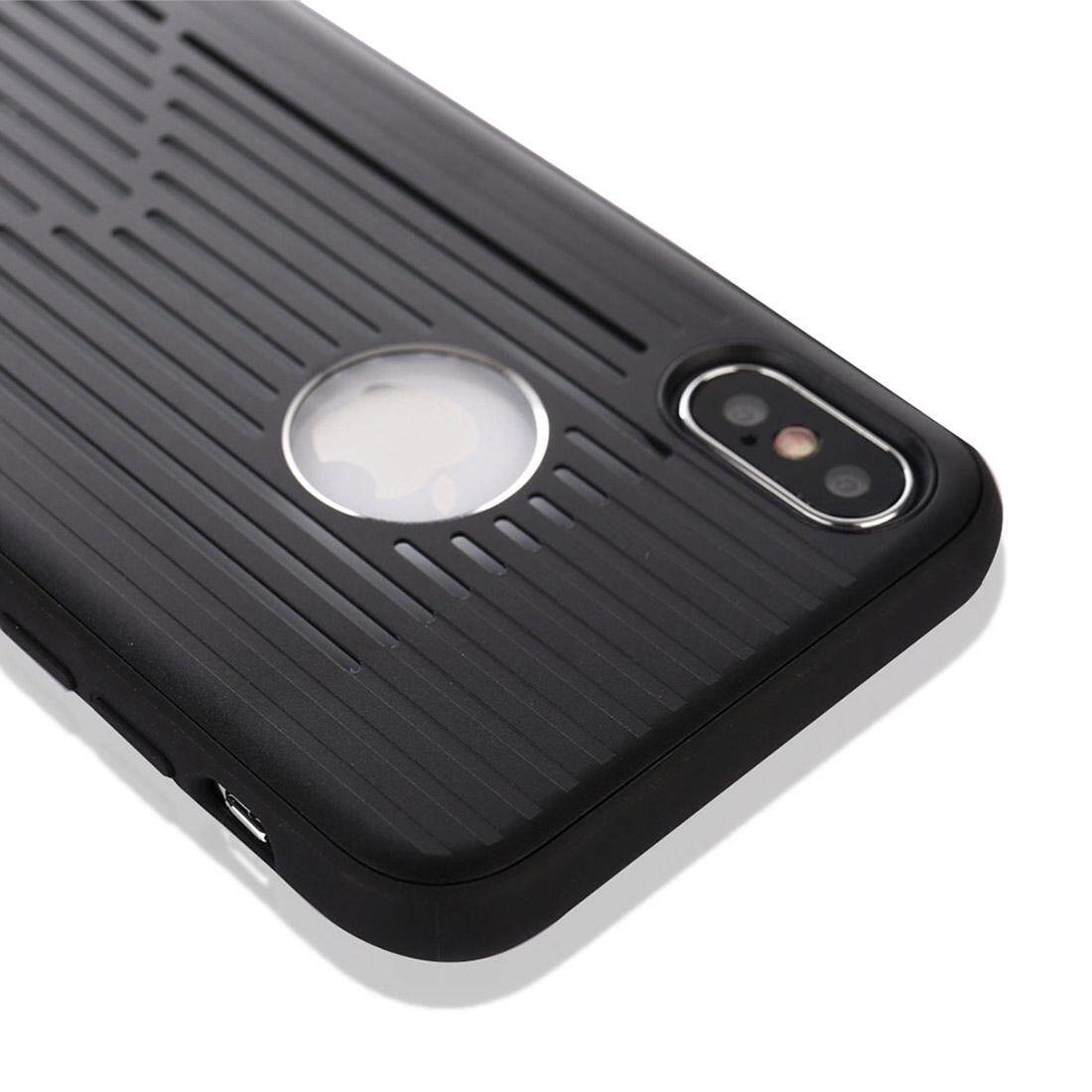 Untuk iPhone X Logam + Buah Berongga-Keluar Penuh Coverage Pelindung Sampul Belakang Case (Hitam)-Internasional