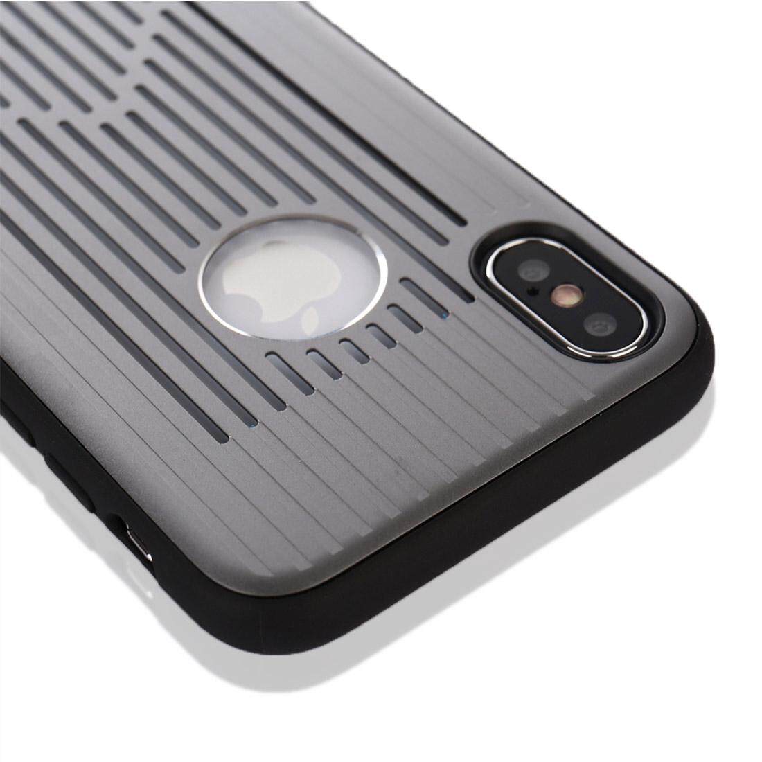 Untuk iPhone X Logam + Buah Berongga-Keluar Penuh Coverage Pelindung Sampul Belakang Case (Grey)-Internasional