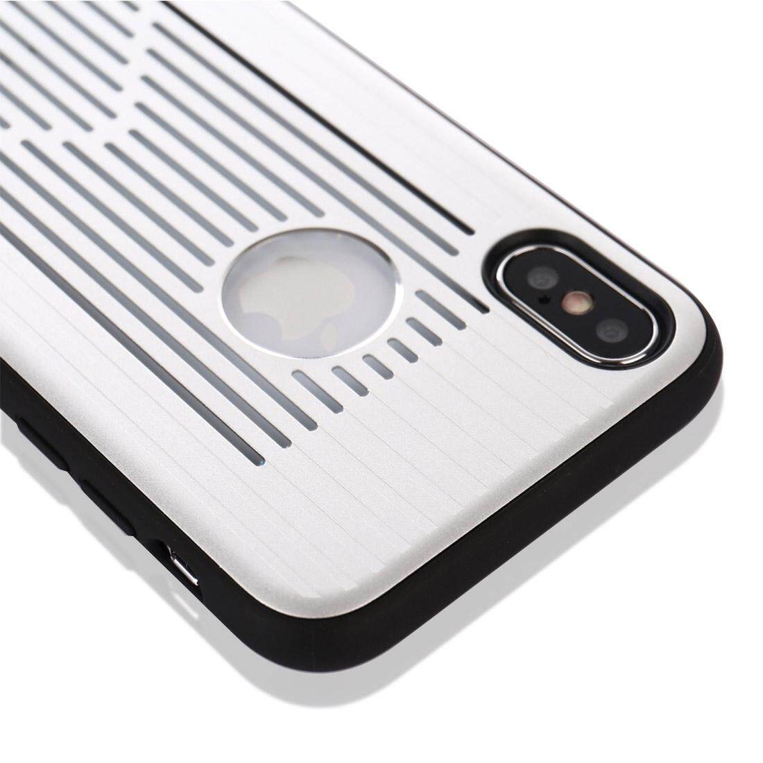 Untuk iPhone X Logam + Buah Berongga-Keluar Penuh Coverage Pelindung Sampul Belakang Case (Perak)-Internasional