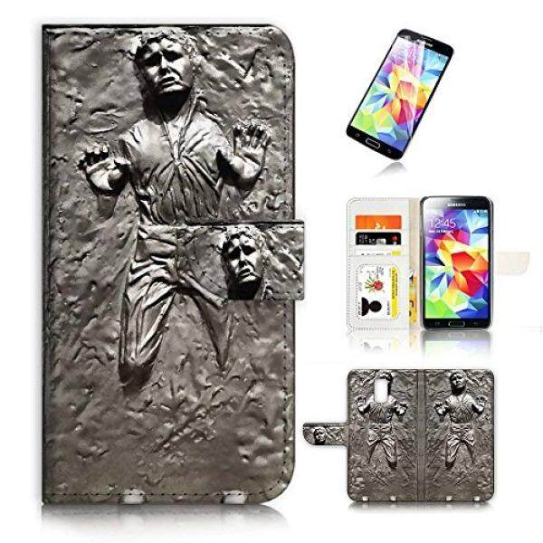 (Untuk Samsung Galaksi S5) Lipat Dompet Case Sarung & Layar Pelindung Bundel! A8555 Starwars Han Solo-Internasional