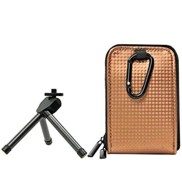 Foto Kamera Tasche Retro Case Bronzefarben Set MIT Faltbarem Tischstativ F? R Ihre Speicherkarte F? R Sony DSC-WX350 WX220 WX80 W830 W730-Intl