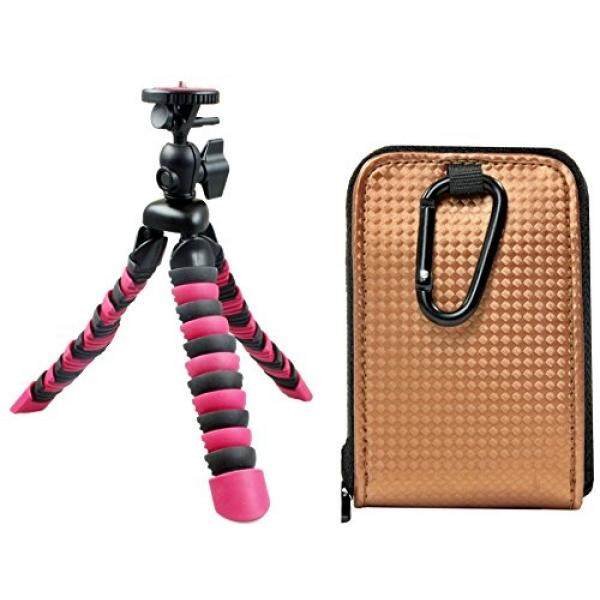 Foto Kamera Tasche Retro Case Bronzefarben Set MIT Flexi Reisestativ Rollei 100 F? R Ihre Speicherkarte F? R Sony DSC-WX350 WX220 WX80 W830 W730-Intl