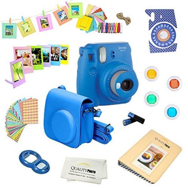Fujifilm Instax Mini 9 Kamera Cobalt Biru + Fujifilm Instax Mini 9 Kamera Aksesoris Kit Termasuk; fuji Kamera Instan (New 2017 Rilis) + Kamera + Album Instax + Frame + Lensa Warna + Lebih-Internasional