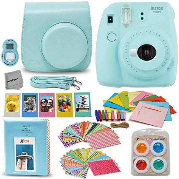 Fujifilm Instax Mini 9 Kamera Instan Ice Blue (New 2017 Rilis) + Aksesoris Kit/Bundel Termasuk: mini 9 Case dengan Strap + Album Foto + Frame + 4 Penyaring Warna + Besar Cermin Swafoto + Lebih-Internasional