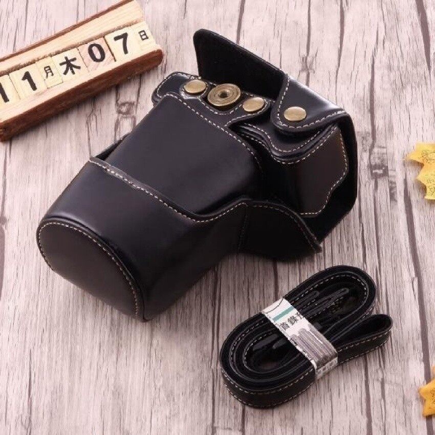 Penuh Kamera Badan PU Case Kulit Tas dengan Tali untuk Canon EOSM3 (Hitam) Sheng HOTT 338-Intl