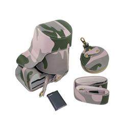 Full Protection Bottom Opening Version Protective PU Leather Camera Case Bag with Tripod Design Compatible For Nikon COOLPIX P900 with Shoulder Neck Strap Belt and Storage Card Case Camouflage