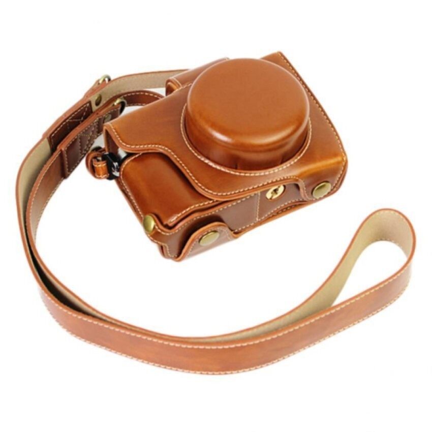 Penuh Perlindungan Bawah Pembukaan Version Pelindung PU Kulit Cameracase Tas dengan Tripod Desain Kompatibel untuk Olympus OM-D EM10IIE-M10 Menandai 2 EM10 Menandai II dengan X14-42mm F3.5-5.6 EZ Lensa Withshoulder Leher Tali Sheng HOTT 545-Internasional