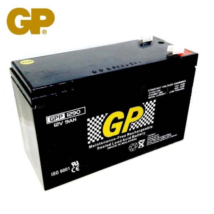 GENUINE GP 12V 9Ah Rechargeable Sealed Lead Acid Battery - GPP1290 | Lazada