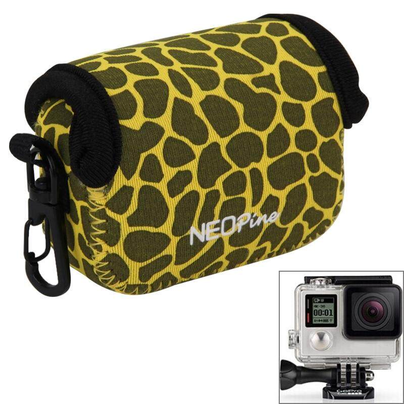 GN-6 Tekstur Leopard GoPro Aksesoris Perumahan Tahan Air Dalam Neoprene Tas Pelindung Kamera Kantung untuk GoPro Hero4 +/ 3 (Kuning) -Internasional