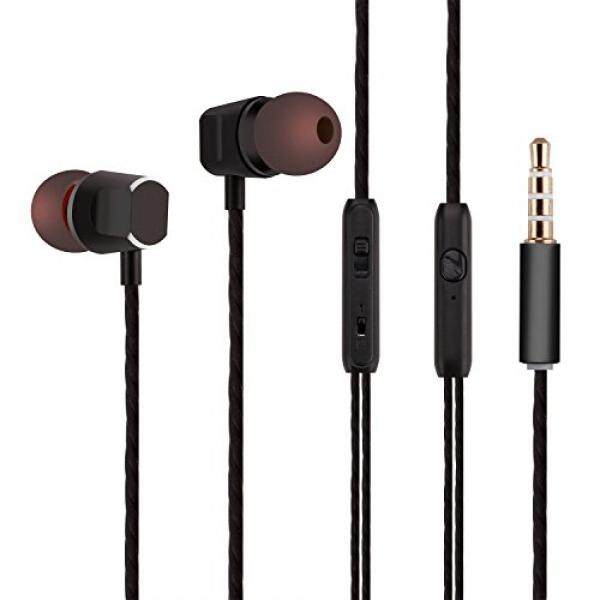 Kualitas Baik Earphone, 3.5 Mm Dalam-Telinga With Mikrofon To Buah Laptop Iphone Semua Android Ponsel (Hitam)-Internasional