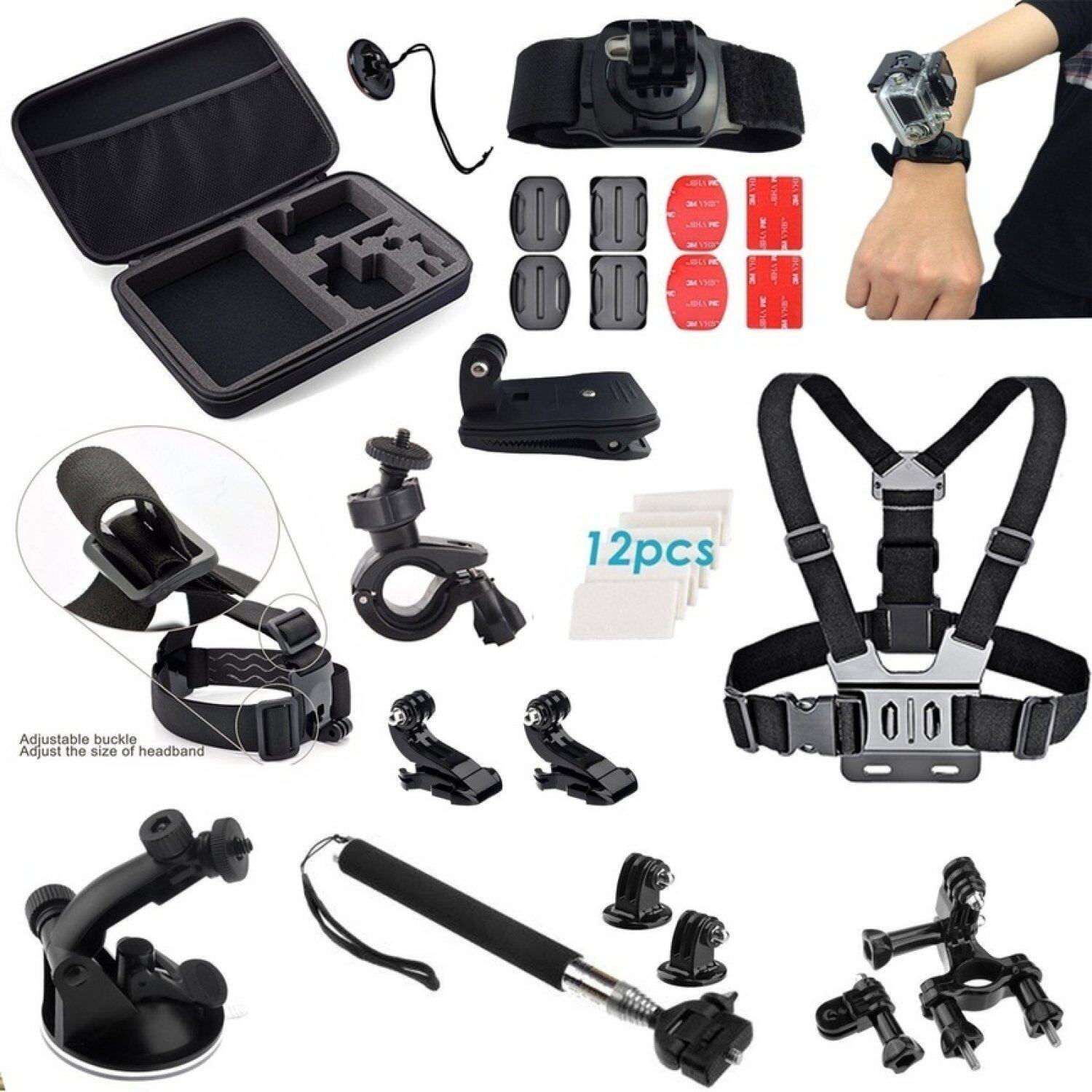 Buy & Sell Cheapest GORPO SJ CAMERA Best Quality Product Deals Gorpo SJ Kamera Aksesoris Kit 19 In 1 Kit Dada Headstraplargesize Tas Pelindung Monopod untuk GoPro