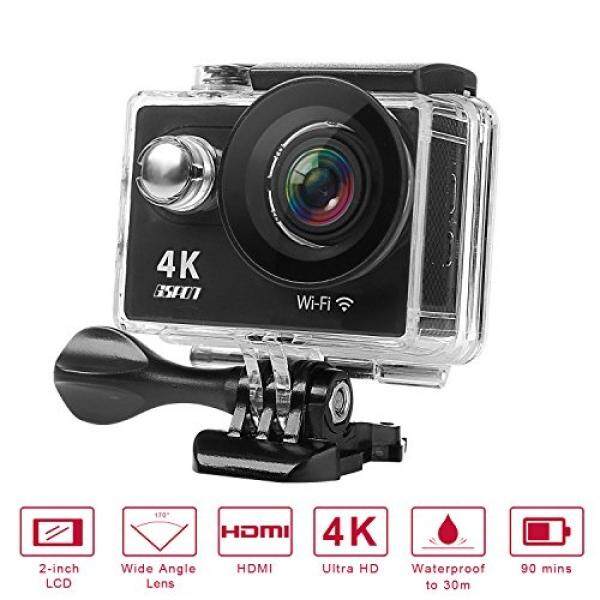 Gspon Gspon Wifi Kamera Aksi 4 K Ultra HD 12MP 30 M Tahan Air Camcorder DV 170 Derajat Sudut Lebar Lensa Kamera Olahraga 2 inch Layar LCD dengan Aksesoris Kit untuk Bersepeda Di Luar Ruangan Berselancar Berenang (Hitam-2) -Intl