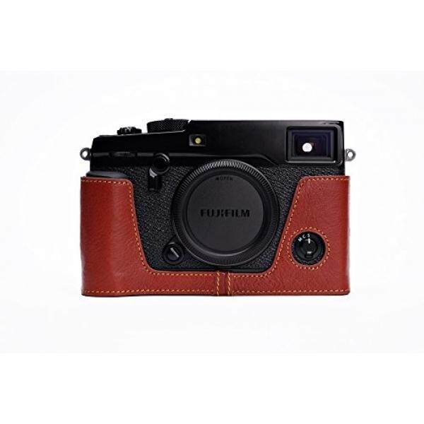 Asli Buatan Tangan Kulit Asli Half Tas Wadah Kamera Cover UNTUK Fuji X PRO 2 Fujifilm X-Pro2 Bawah Pembukaan Versi-Coklat -Intl