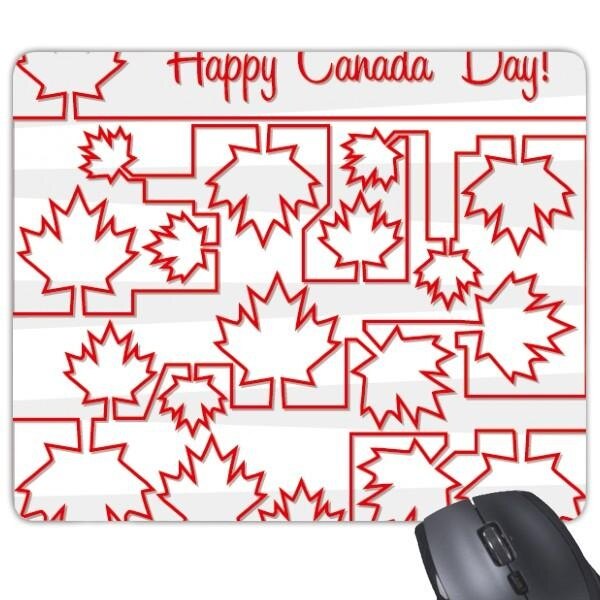 Happy Canada Day 4th Juli Maple Daun Bergabung-up Lukisan Persegi Panjang Non-Slip Mousepad Karet Mouse Permainan Pad Hadiah -Intl