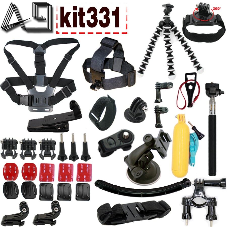 Helmet Mount Selfie Stick Tripod Clip For Go pro Hero 6 5 4 3 Accessories Set For Go pro Hero 5 black hero5 session go pro 4 hero4 session For Xiao mi xiao yi mijia 4k SJ CAM Action Sport Camera Kit - intl