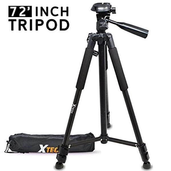 HeroFiber Xtech Pro Series 72’ inch Tripod with Carrying Case, 3 way Pan-Head, for Canon EOS Rebel T7i T7 T6i T6S T6 T5i T5 T3i SL2 SL1 EOS 80D 77D 70D 60D EOS 9000D 800D 760D 750D 700D 1300D 1200D - intl