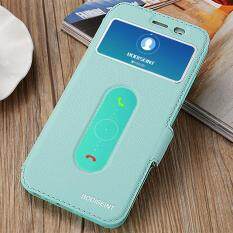Hi Case Ultra Tipis Kulit Flip Pu Jendela View dengan Kickstand Fitur Magnetic Penutupan Case Cover untuk Vivo Y55 Hijau