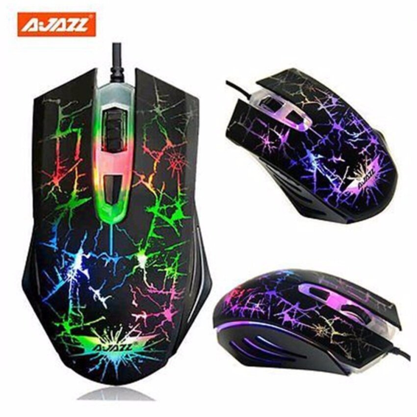 Kualitas Tinggi/Ajazz Resmi Malaysia Dark Knight Chroma Gaming Kabel Mouserainbow Lampu LED Bernapas Desain-Intl