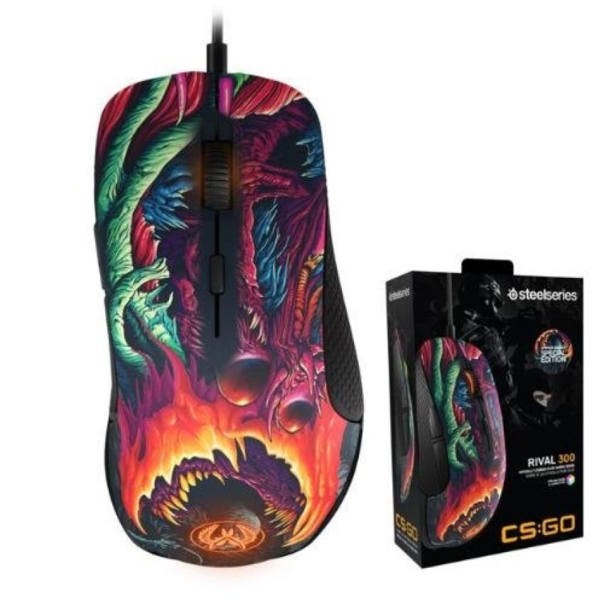 Kualitas Tinggi/(JM Game Malaysia 1-3days) Steelserie RIVAL 300 CS: pergi Hyper Beastedition Mouse Gaming Cahaya Latar RGB Hot Kunci-Internasional