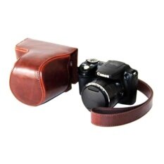 Kualitas Tinggi Kulit PU Paling Bagus Tas Wadah Kamera Cover dengan Tali Bahu untuk Canon PowerShot SX500HS/SX510HS