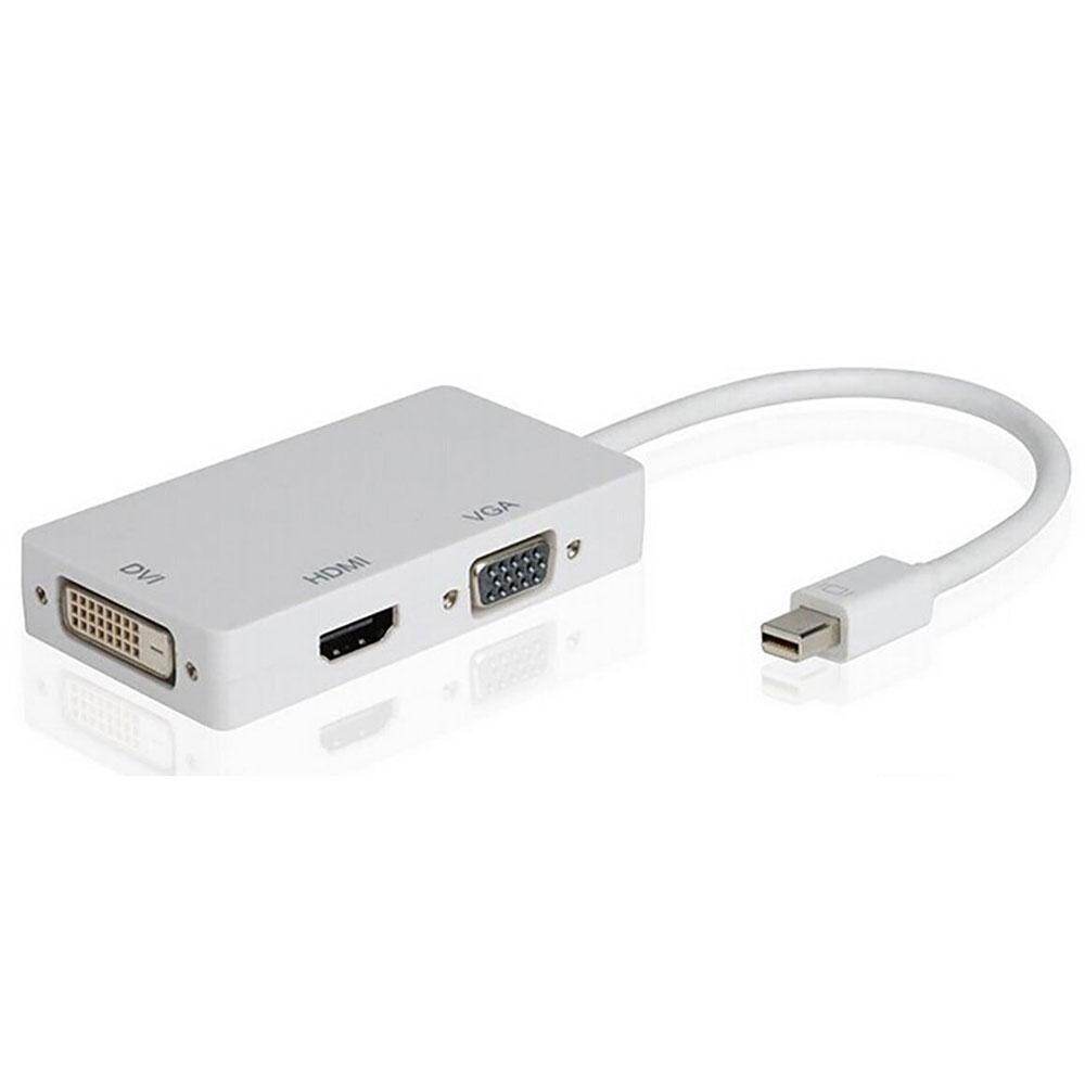 Honghui 3 In 1 Mini Tampilan Port Dp Thunderbolt Ke DVI Adaptasi HDMI VGA Kabel untuk Apple Putih-Intl