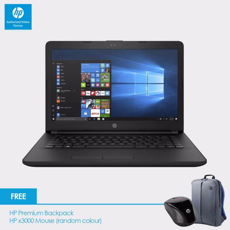 HP 14-bs537TU Laptop (Celeron N3060, 4GBD3, 500GB, 14.0, Win10) - Jet Black + HP Backpack n x3000 Wireless Mouse Malaysia
