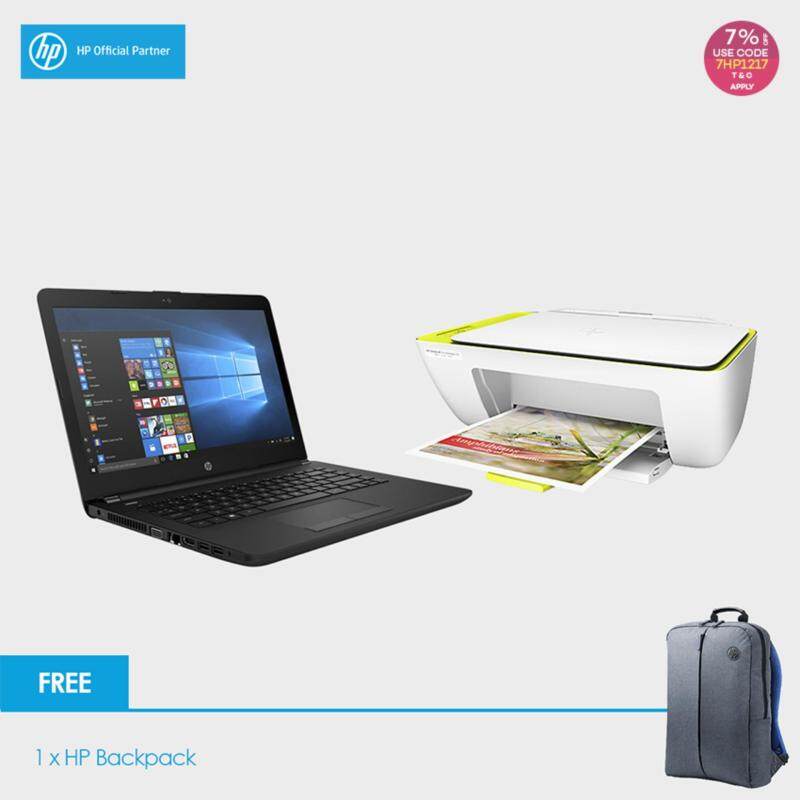 HP 14-bs537TU Laptop (Celeron N3060, 4GBD3, 500GB, 14.0, Win10) - Jet Black + HP 2135 Deskjet Printer + Free Backpack Malaysia