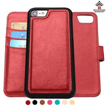 IPhone 7 Case, Iphone 8 Case, shanshui Lipat Sarung Pemegang Kartu Kredit Pemblokiran RFID Dapat Dilepas 2in1 Dompet Case untuk iPhone 7 Produk Merah Khusus Edition & iPhone 8 (Merah) -Internasional
