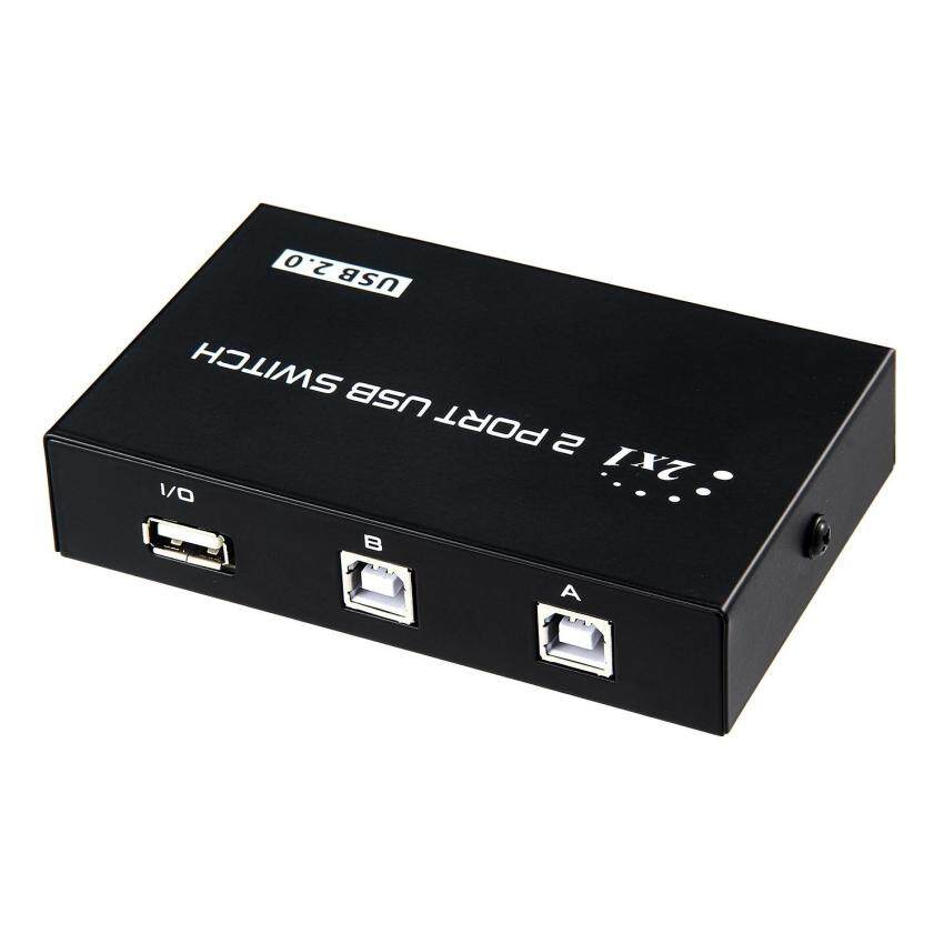 Yushong 2 Komputer Berbagi USB Printer Alat Dua USB2.0 Manual Sharing Sakelar (Cangkang Logam-Hitam) -Internasional